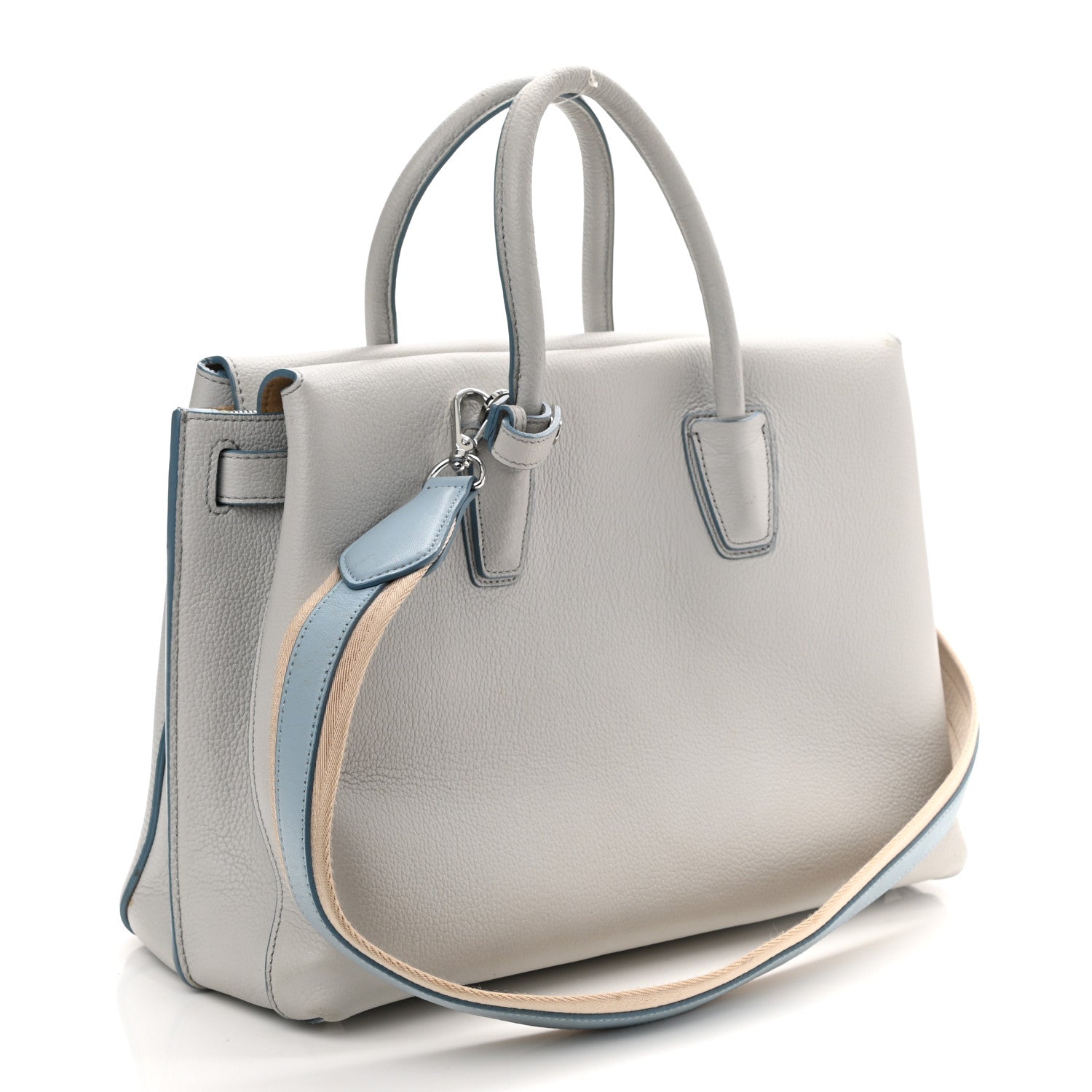 MCM Grained Calfskin Large Milla Tote Whisper Grey 3 of 15