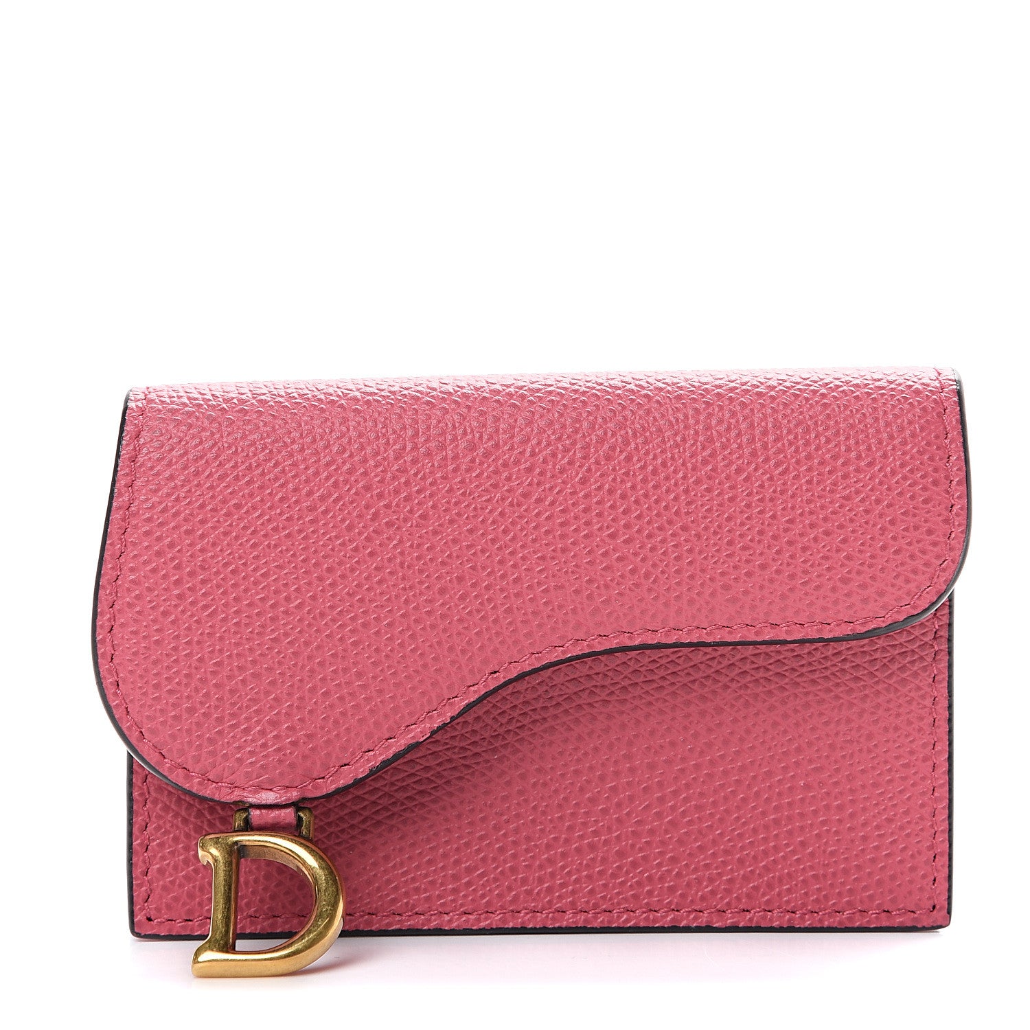 Christian Dior Grained Calfskin Saddle Card Holder Dusty Pink 1 of 7