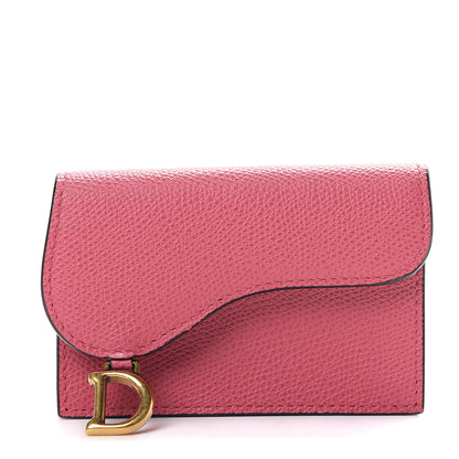 Christian Dior Grained Calfskin Saddle Card Holder Dusty Pink 1 of 7