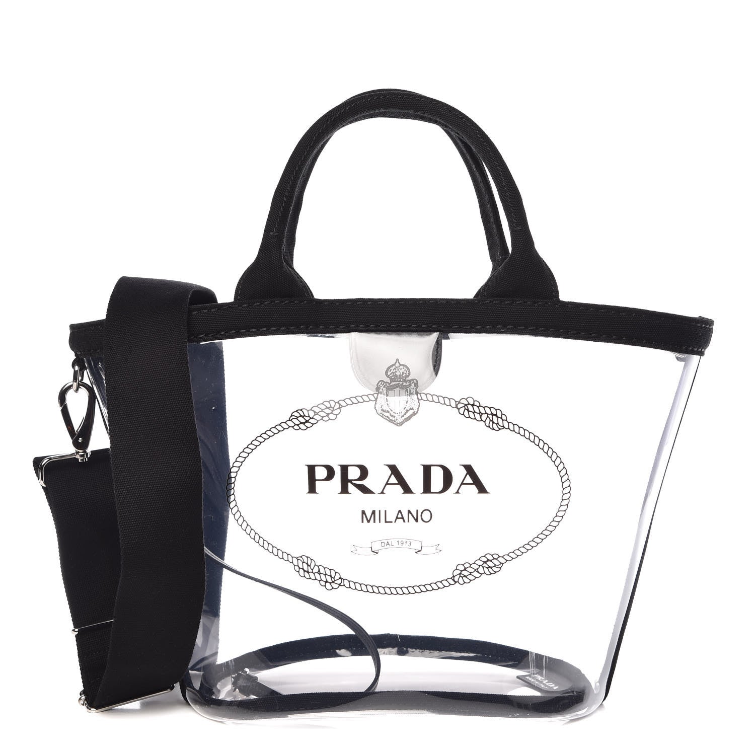 Prada Plexiglass Canapa Small Shopper Tote Black 1 of 10