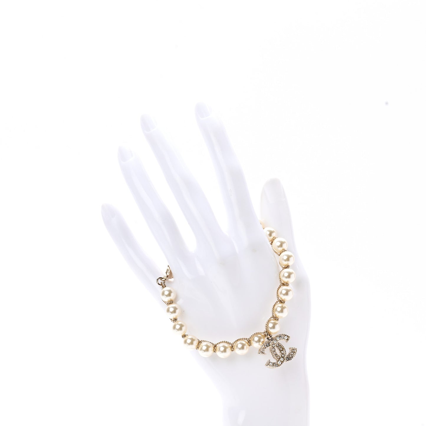 Pearl Crystal CC Bracelet Gold
