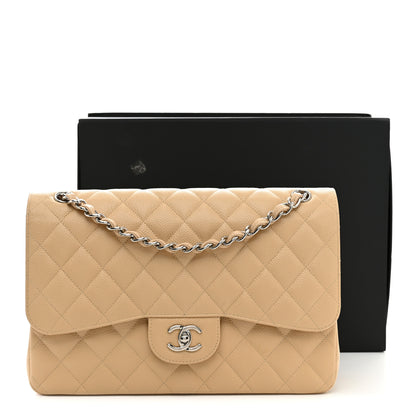 Chanel Caviar Quilted Jumbo Double Flap Light Beige 11 of 11