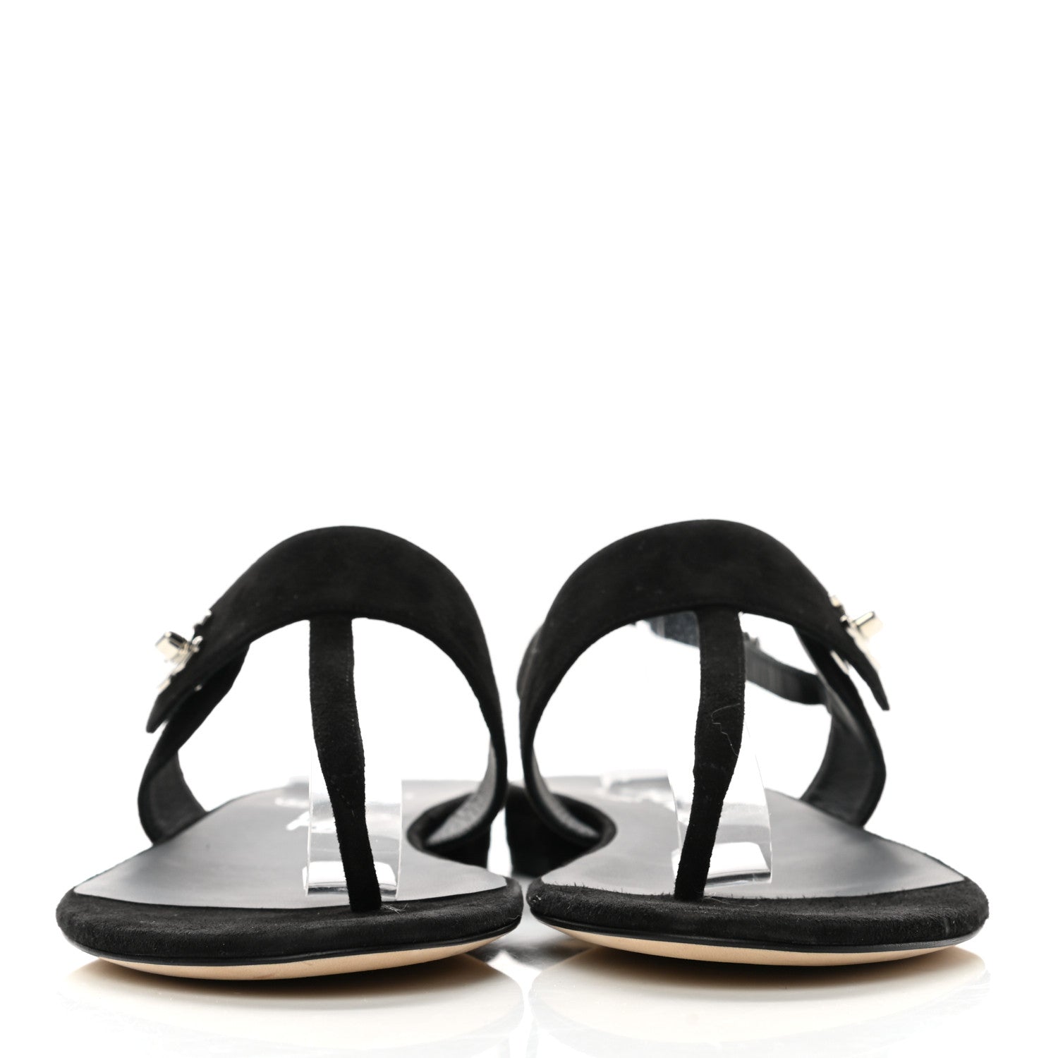 Chanel Suede CC Thong Sandals 38 Black 2 of 8