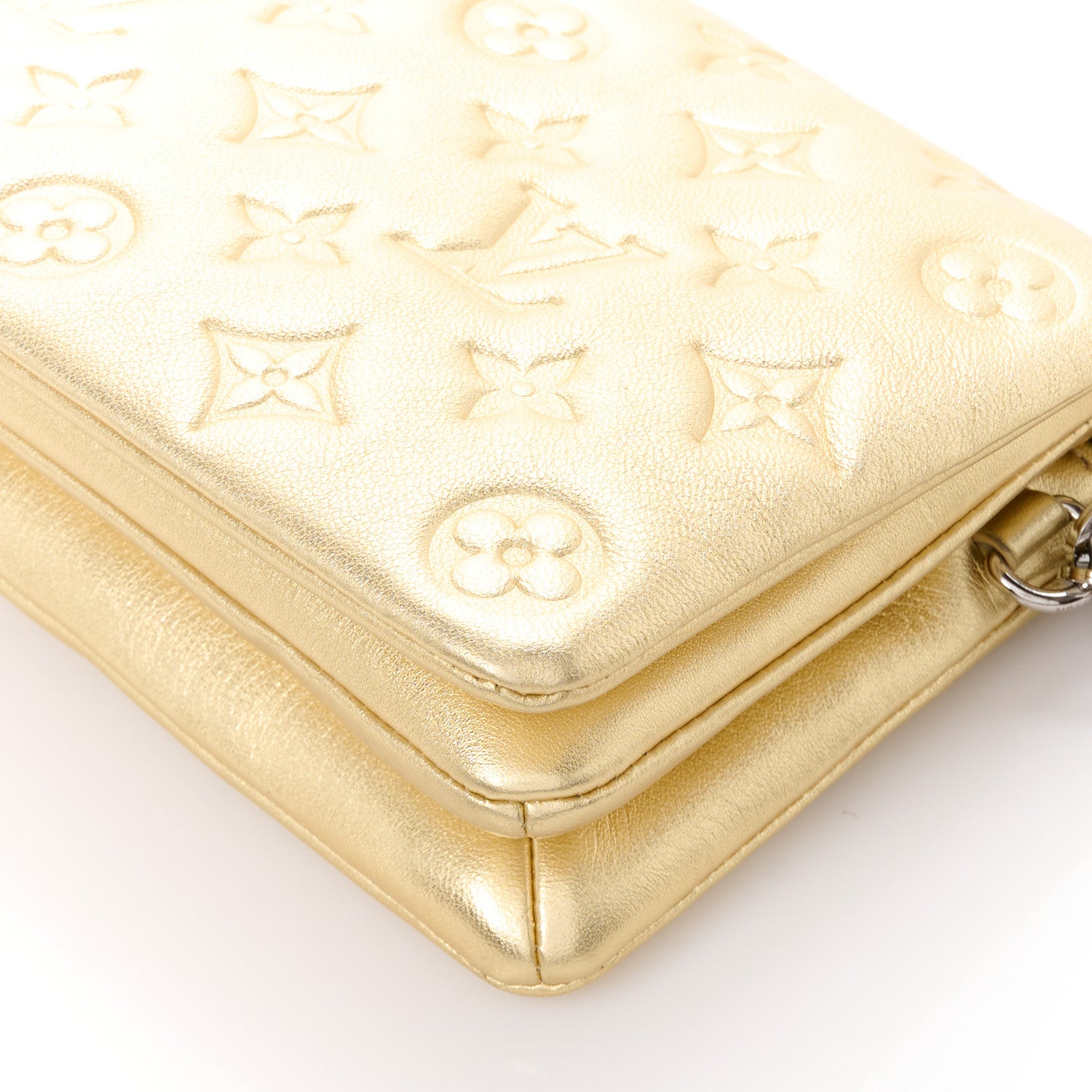 Louis Vuitton Metallic Lambskin Embossed Monogram Pochette Coussin