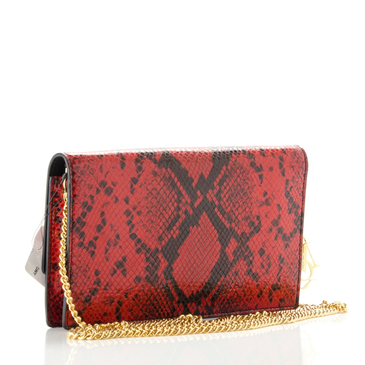 Python Insignia Crossbody Chain Clutch China Red