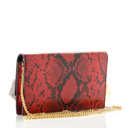 Alexander McQueen Python Insignia Crossbody Chain Clutch China Red 3 of 6