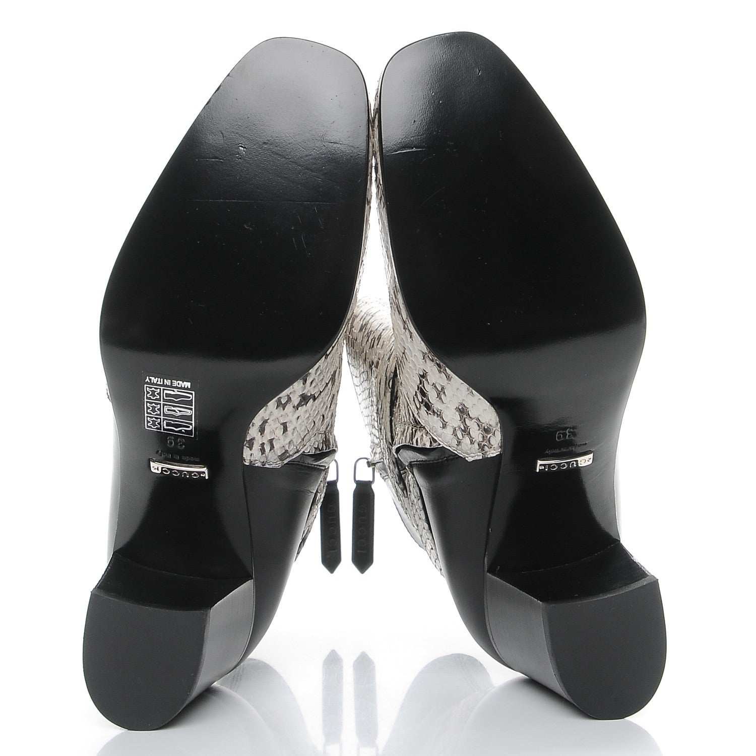 Gucci Elaphe Snakeskin Elizabeth Boots 39 Roccia Black 5 of 9