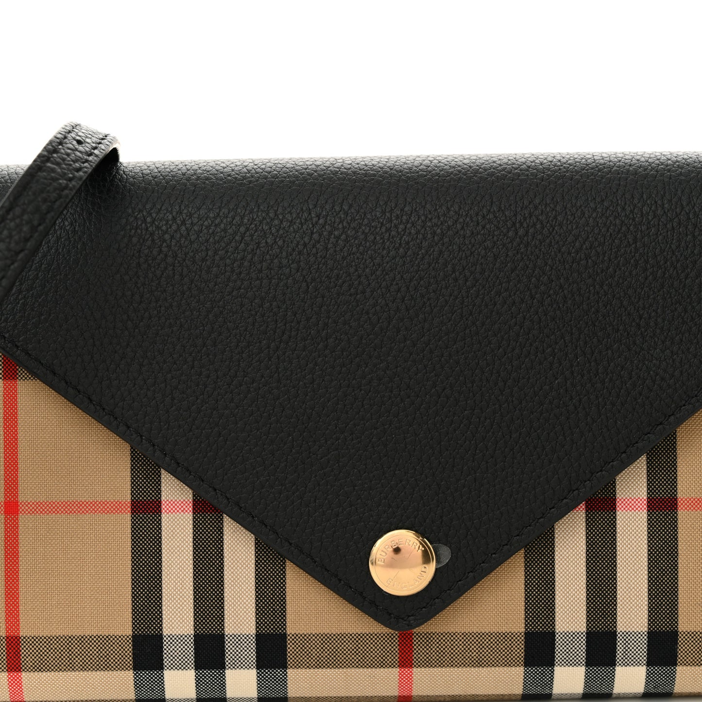 Grainy Calfskin Vintage Check Wallet With Detachable Strap Black
