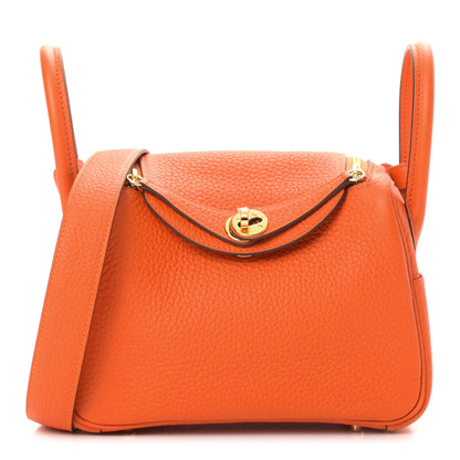 Hermes Taurillon Clemence Mini Lindy 20 Feu 1 of 9