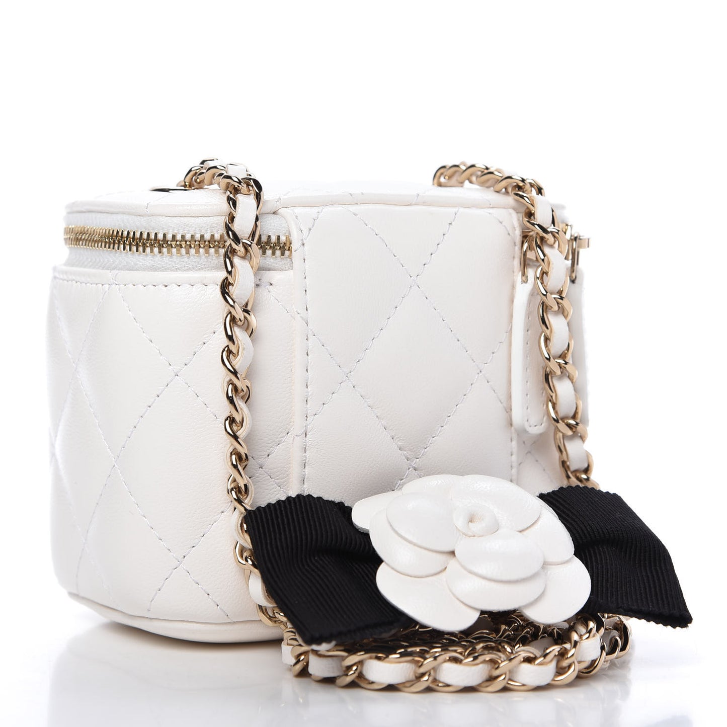 Lambskin Quilted My Chanel Lady Vanity Case With Chain White