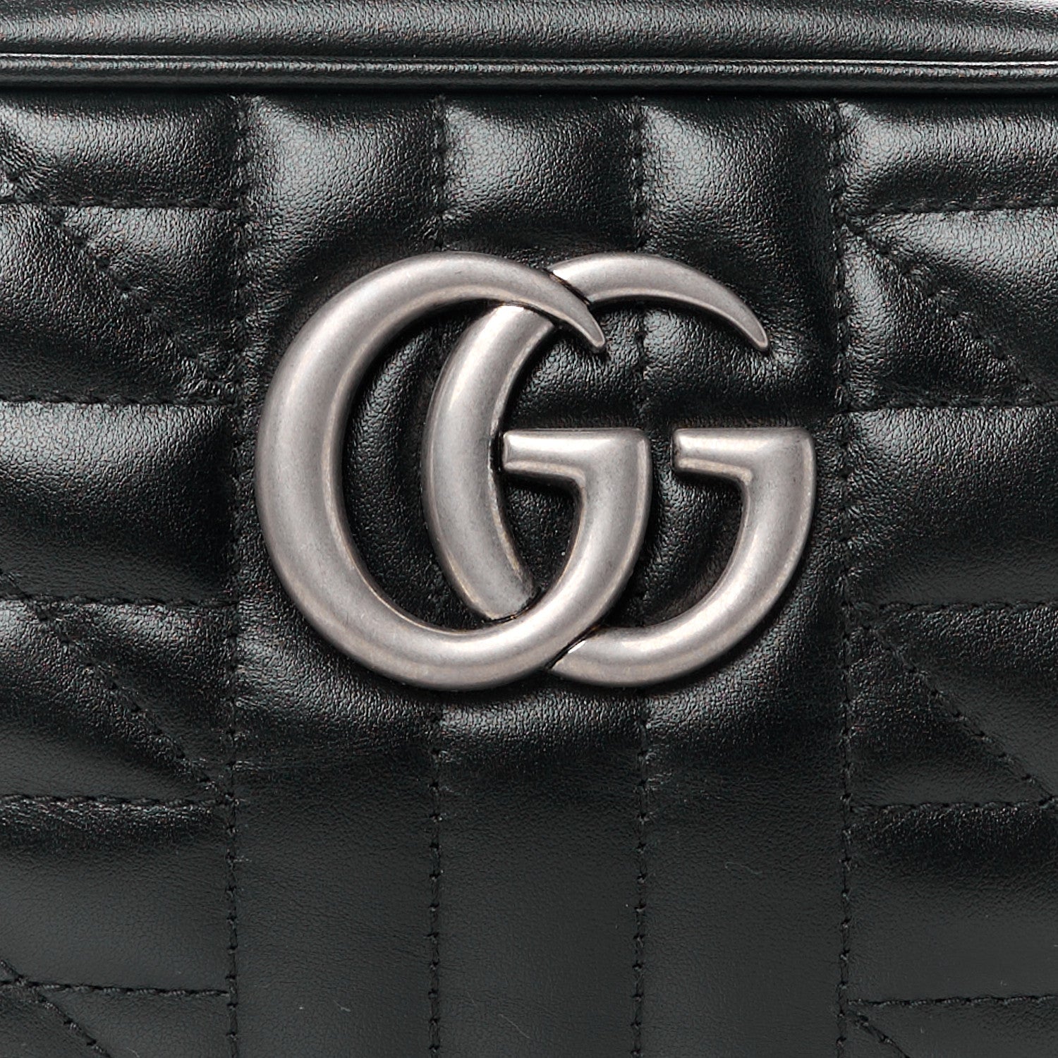 Gucci Calfskin Matelasse Aria Small GG Marmont Chain Shoulder Bag Black 8 of 10