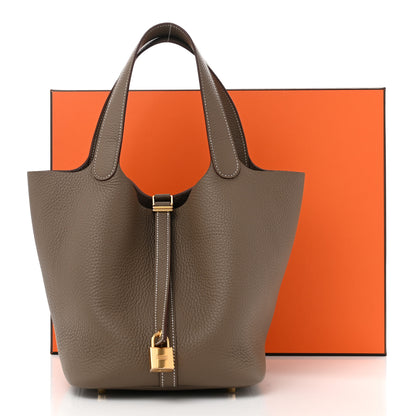 Hermes Taurillon Clemence Picotin Lock 22 MM Etoupe 11 of 11