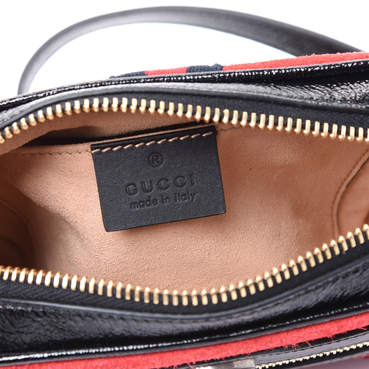 Gucci Suede Patent Web Mini Ophidia Shoulder Bag Red 7 of 9