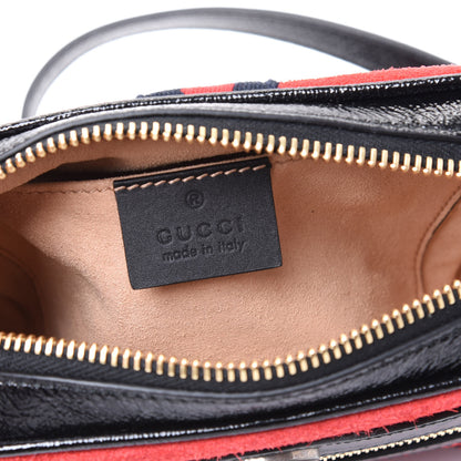 Gucci Suede Patent Web Mini Ophidia Shoulder Bag Red 7 of 9
