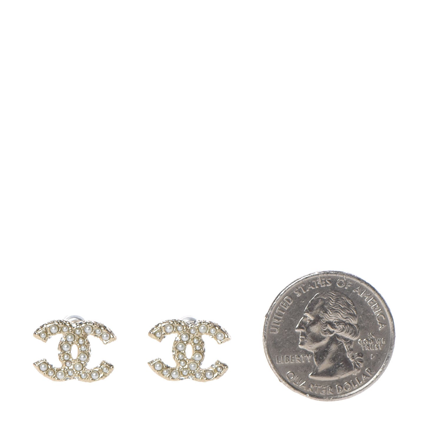 Pearl Crystal CC Earrings Gold