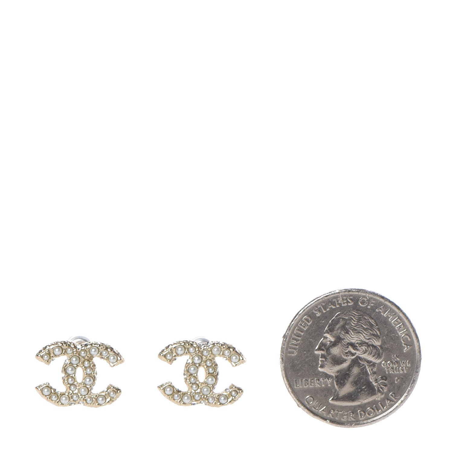 Chanel Pearl Crystal CC Earrings Gold 2 of 5