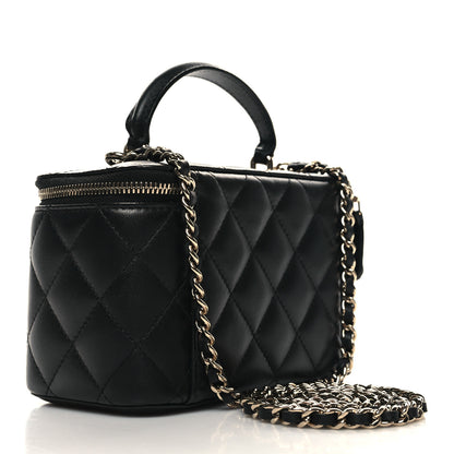 Chanel Lambskin Quilted Small Top Handle Vanity Case With Chain Black 2 of 12