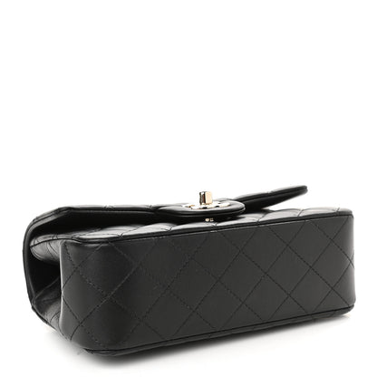 Chanel Lambskin Quilted Mini Top Handle Rectangular Flap Black 4 of 10