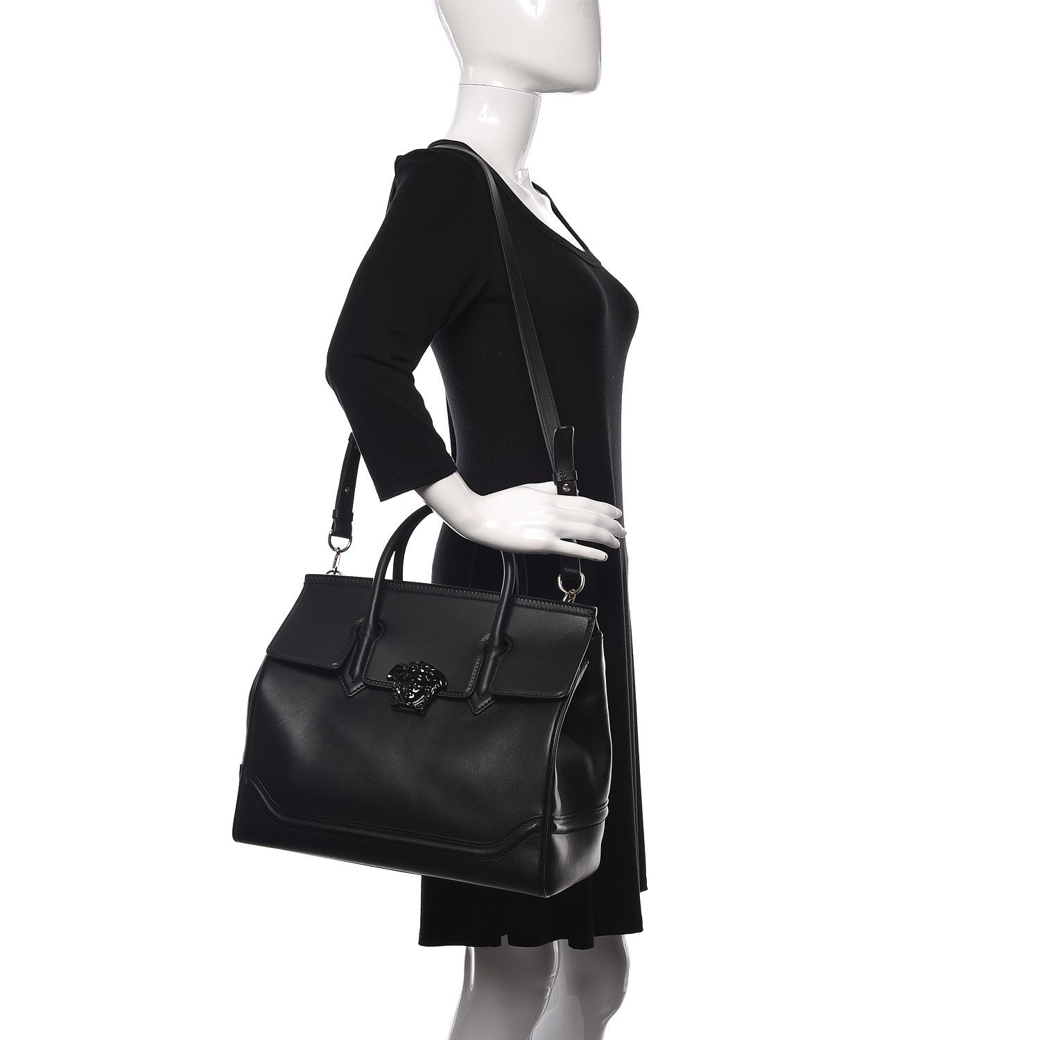 Versace Calfskin Large Palazzo Empire Bag Black 3 of 11