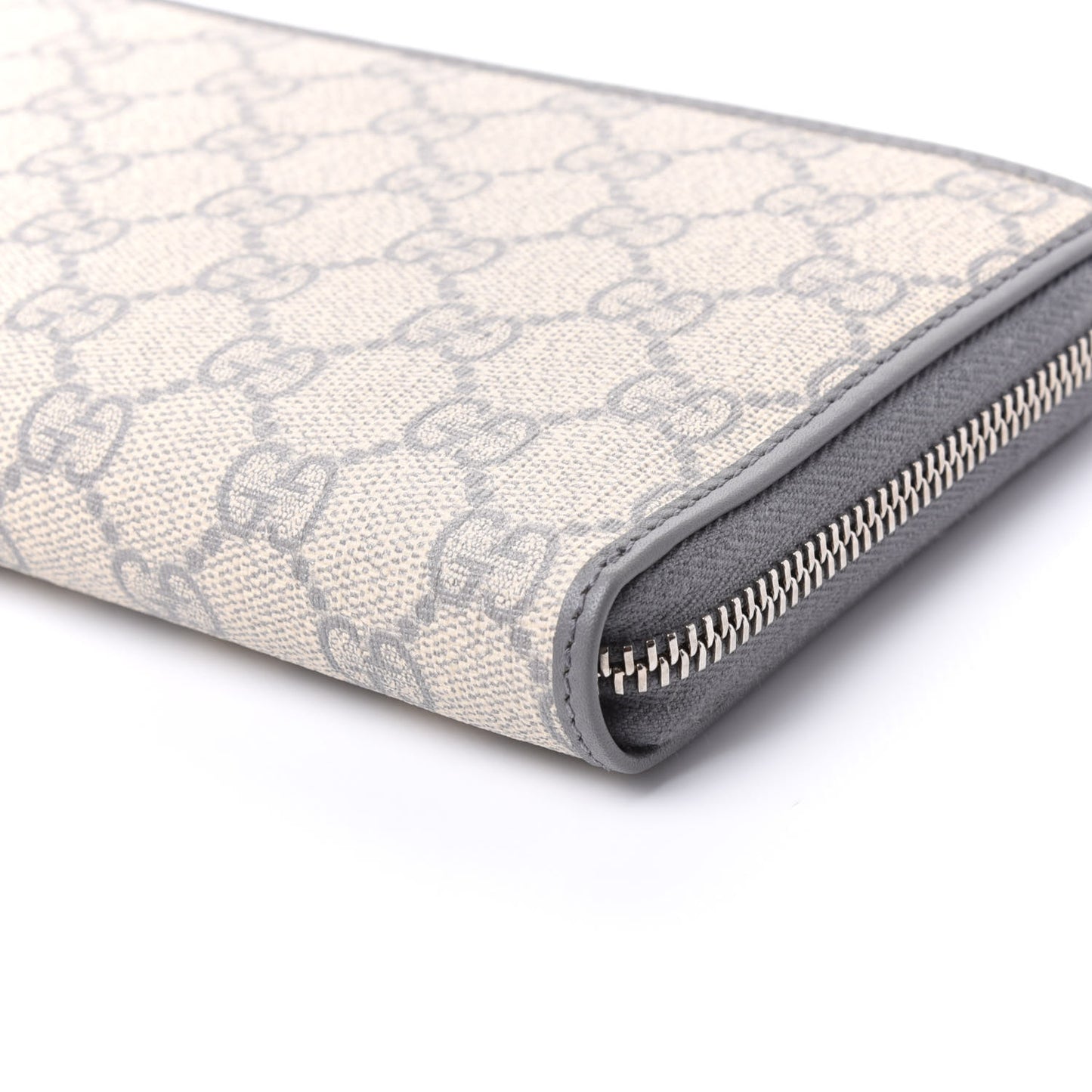 GG Supreme Monogram Zip Around Organizer Wallet Ecru Grigio