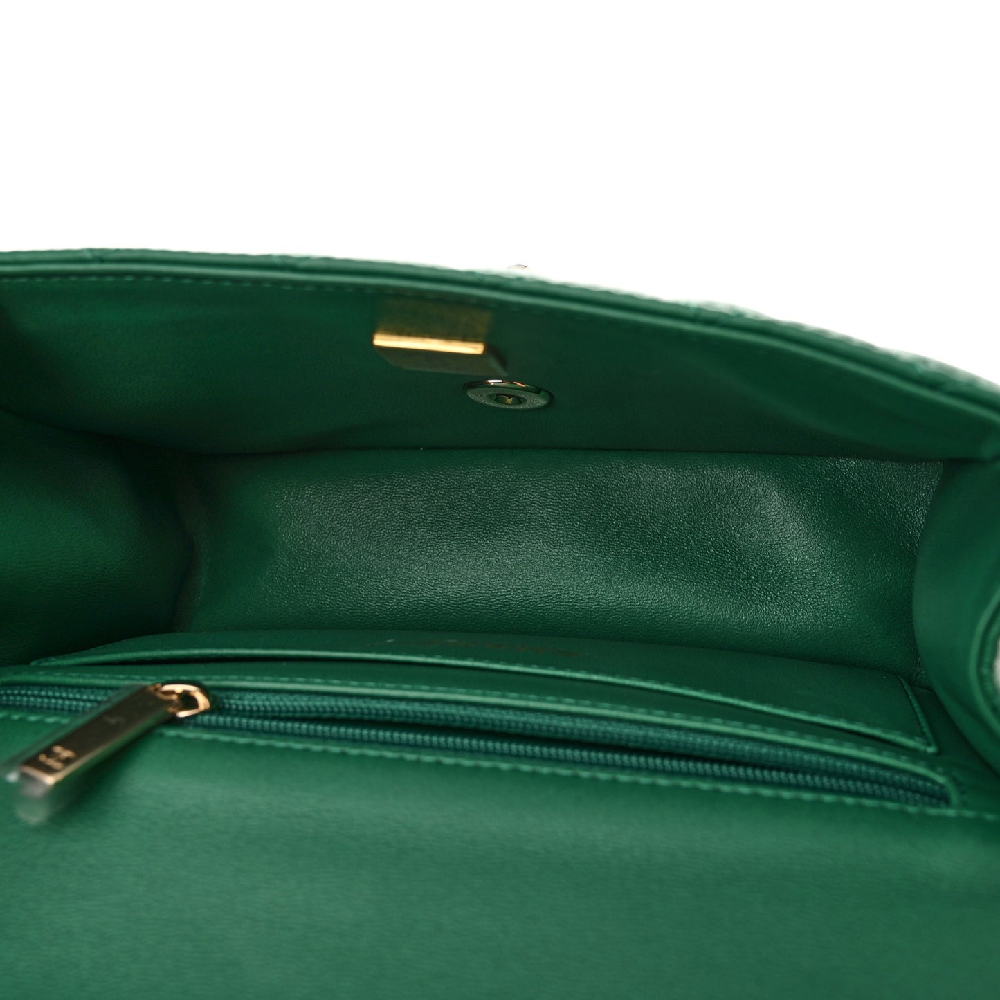 Lambskin Quilted Mini Top Handle Rectangular Flap Green