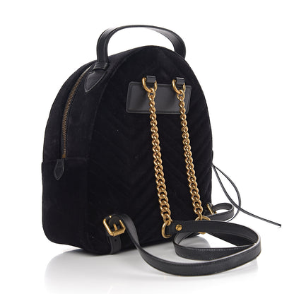 Gucci Velvet Matelasse GG Marmont Dome Backpack Black 2 of 9
