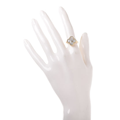 Van Cleef & Arpels 18K Yellow Gold Diamond Mother of Pearl Vintage Alhambra Ring 50 5.25 2 of 5
