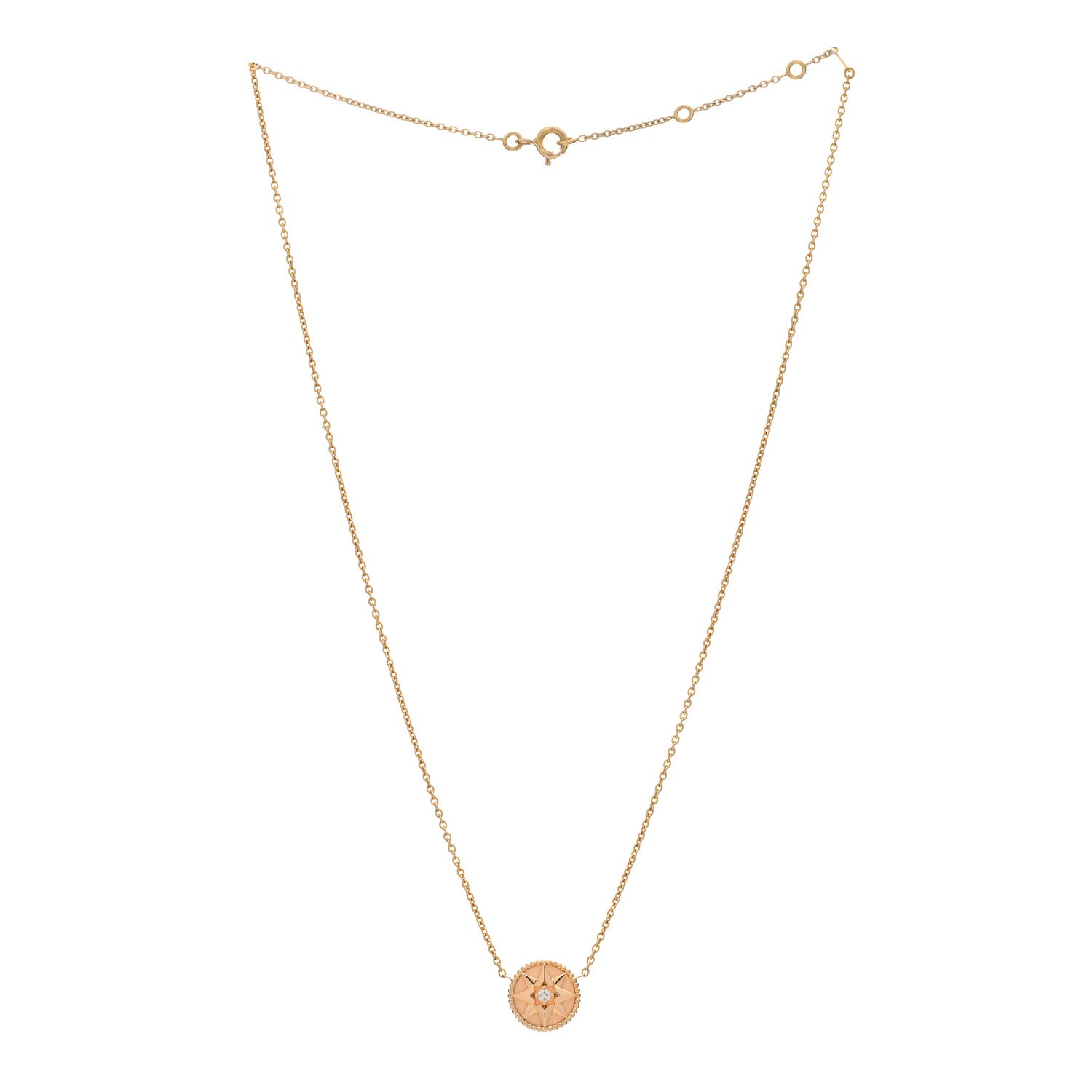 Christian Dior 18K Rose Gold Diamond Pink Opal Rose Des Vents Necklace 2 of 3
