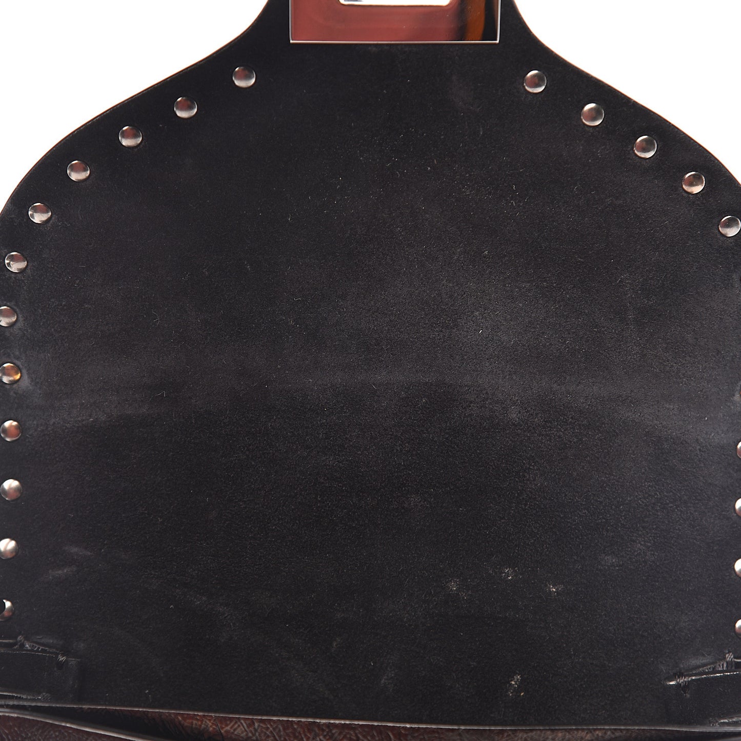 Craquele Calfskin Rockstud Shoulder Flap Messenger Bag Black