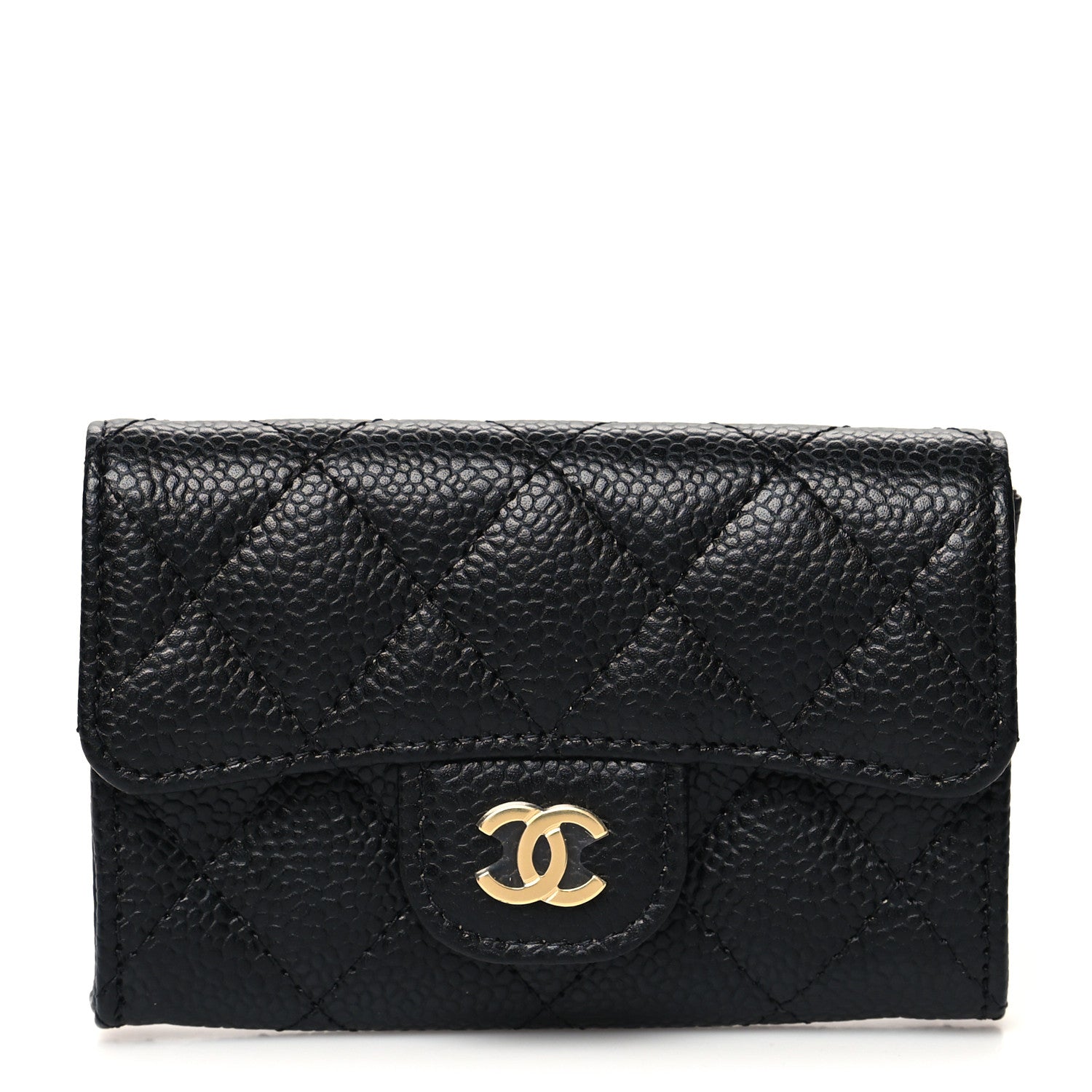 Chanel Caviar Quilted Flap Card Holder Wallet Black 1 of 12