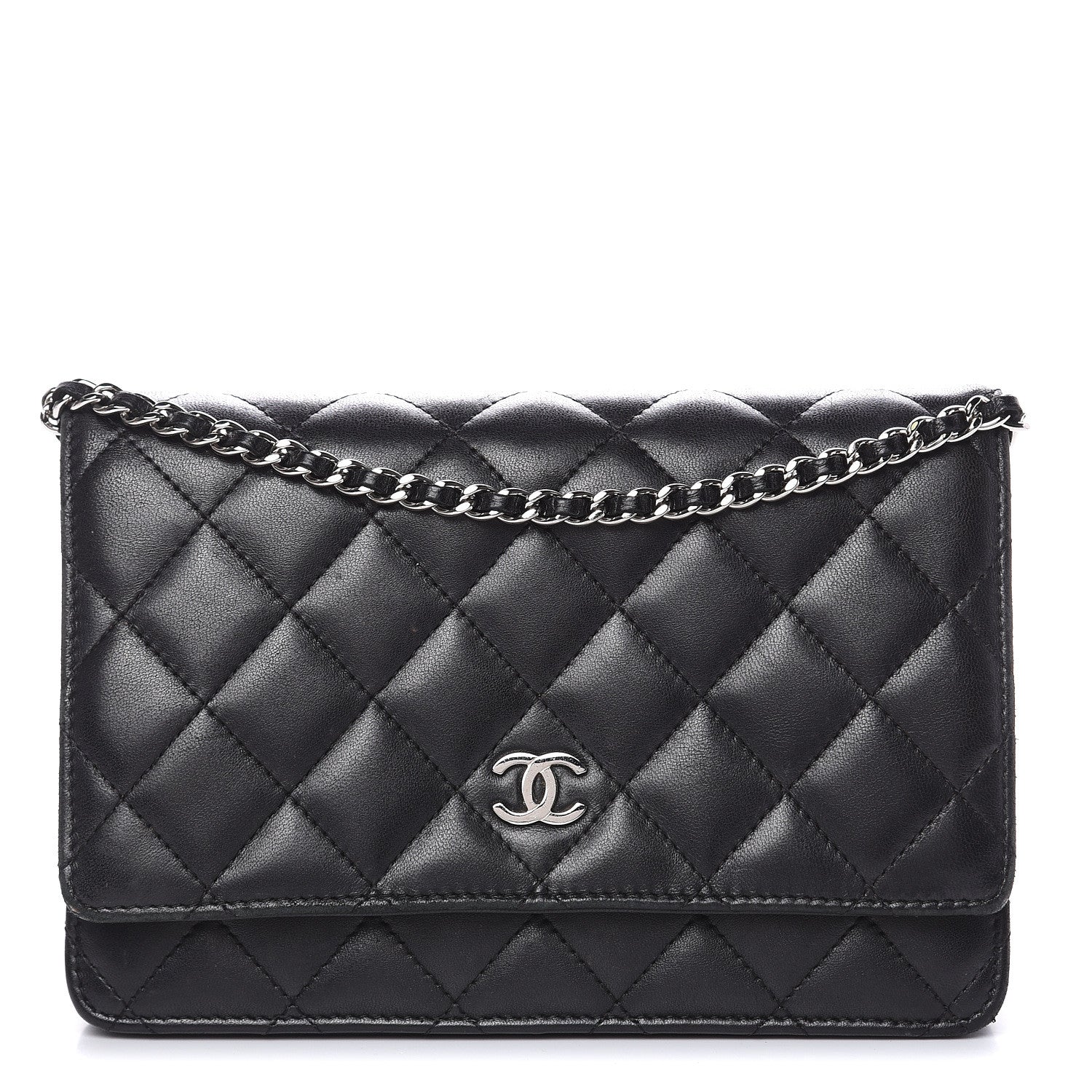 Chanel Lambskin Quilted Wallet On Chain WOC Black 1 of 19