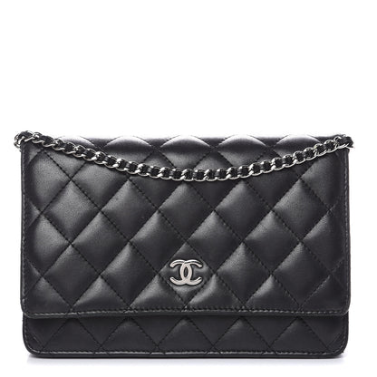 Chanel Lambskin Quilted Wallet On Chain WOC Black 1 of 19