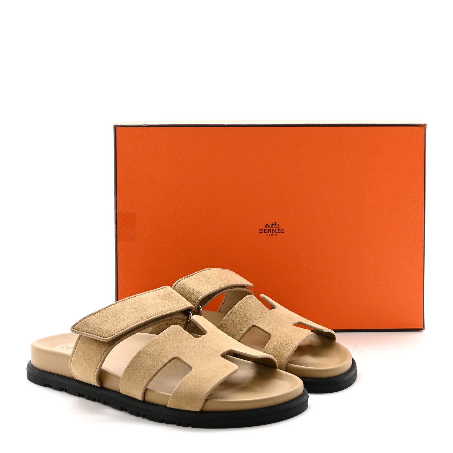 Hermes Suede Goatskin Womens Chypre Sandals 37 Beige Sable 10 of 10