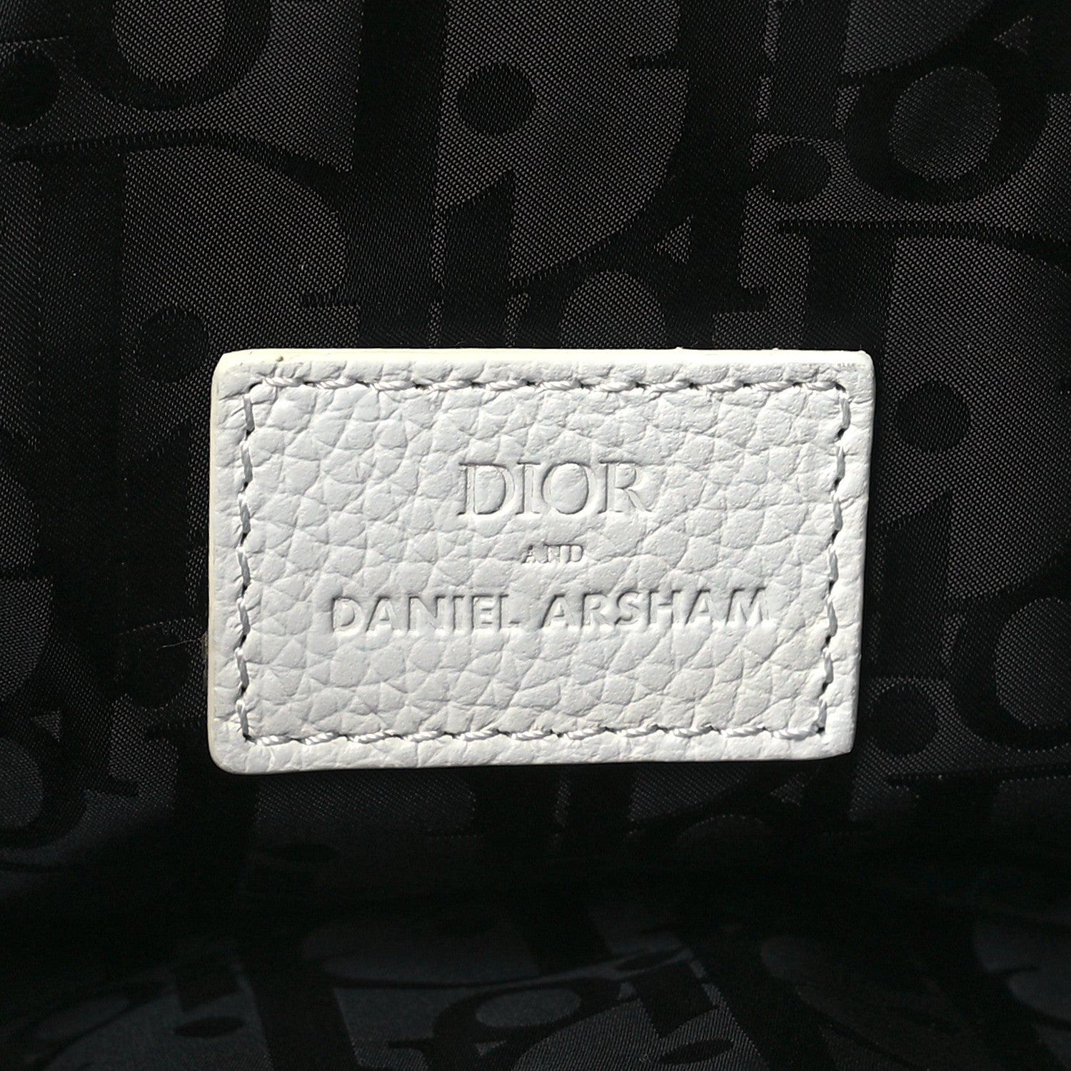 Christian Dior X DANIEL ARSHAM Grained Calfskin Newspaper Print Saddle Bag White 6 of 11
