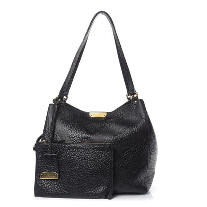 Burberry Signature Grain Calfskin Check Embossed Small Canterbury Tote Black 1 of 15