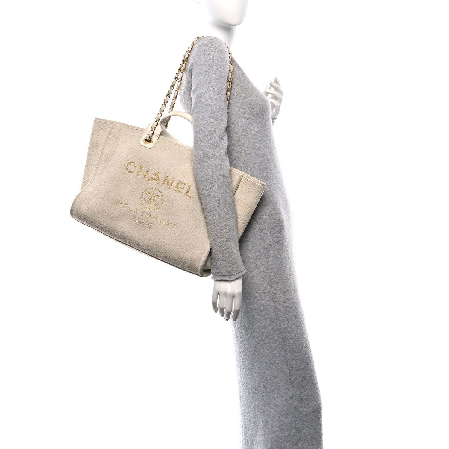 Chanel Lurex Boucle Medium Deauville Tote White 3 of 15