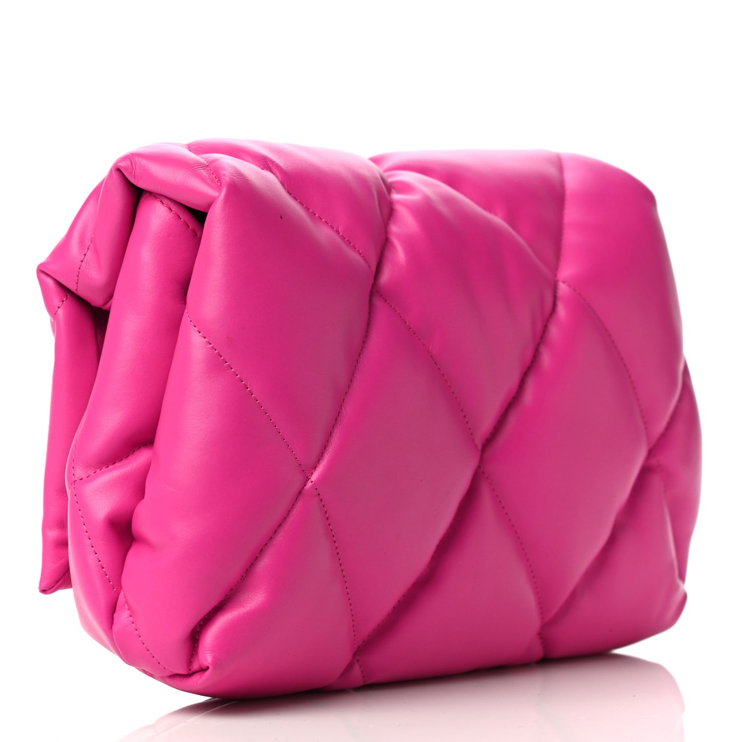 Nappa Calfskin Quilted Touch B Puffy Clutch Fuchsia