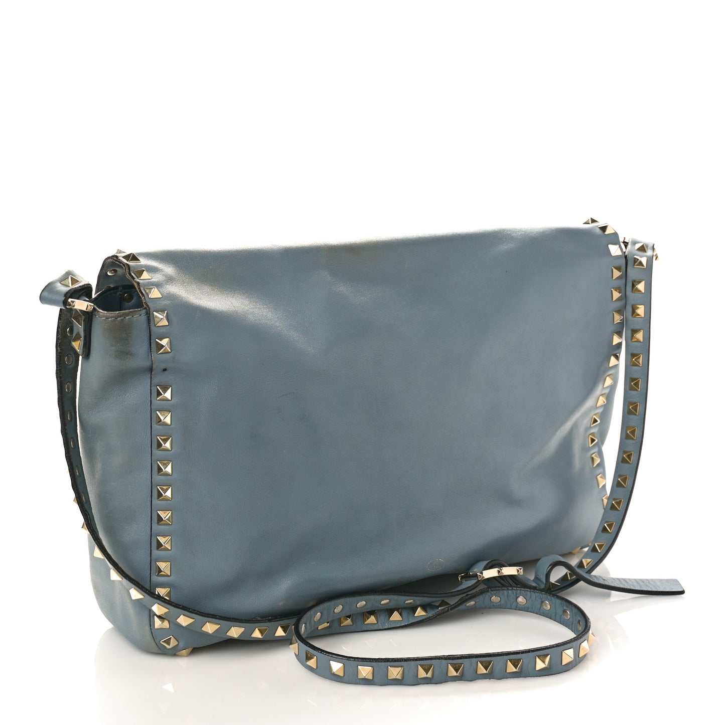 Vitello Rockstud Flap Shoulder Bag Light Stone