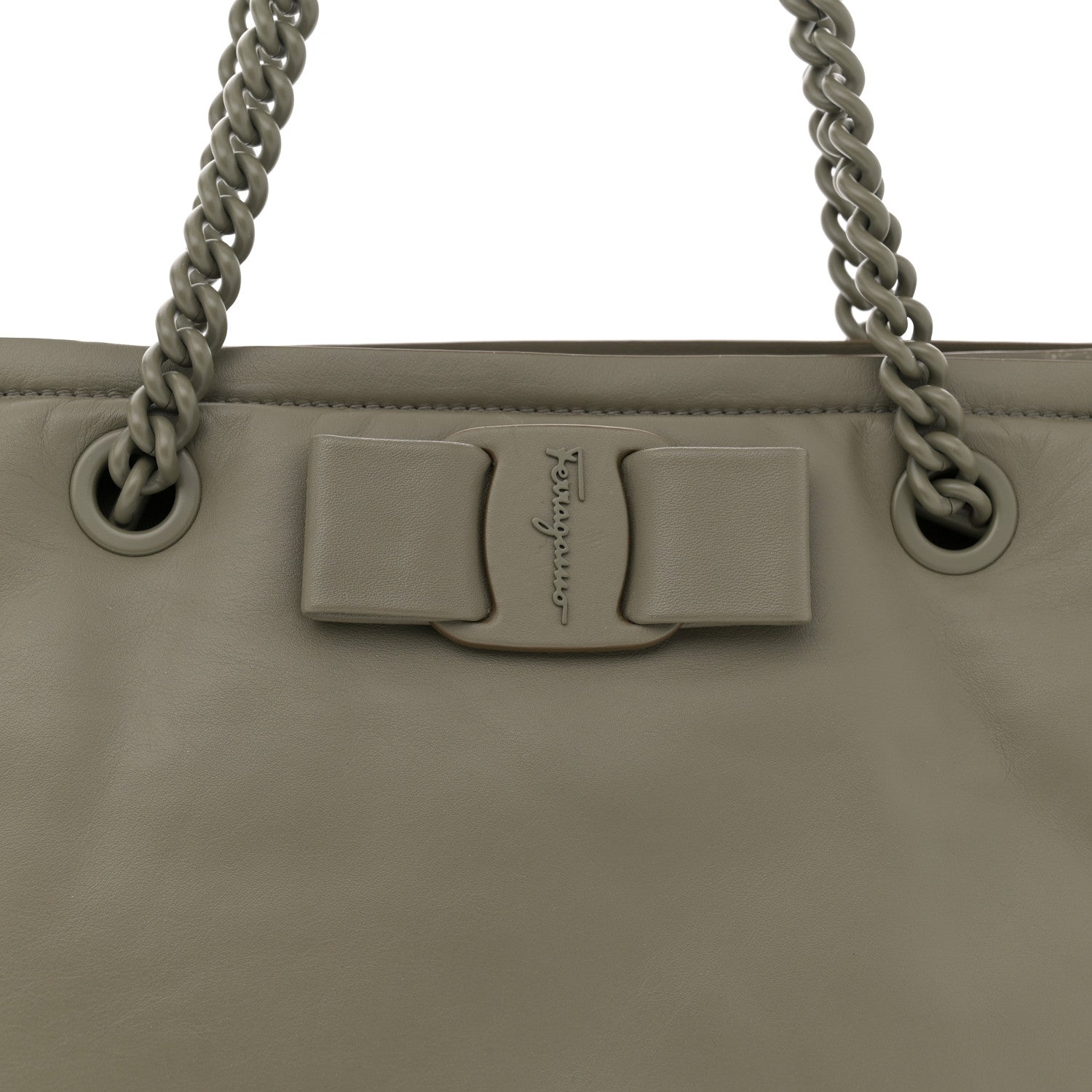 Salvatore Ferragamo Calfskin Viva Bow Tote Green 8 of 15