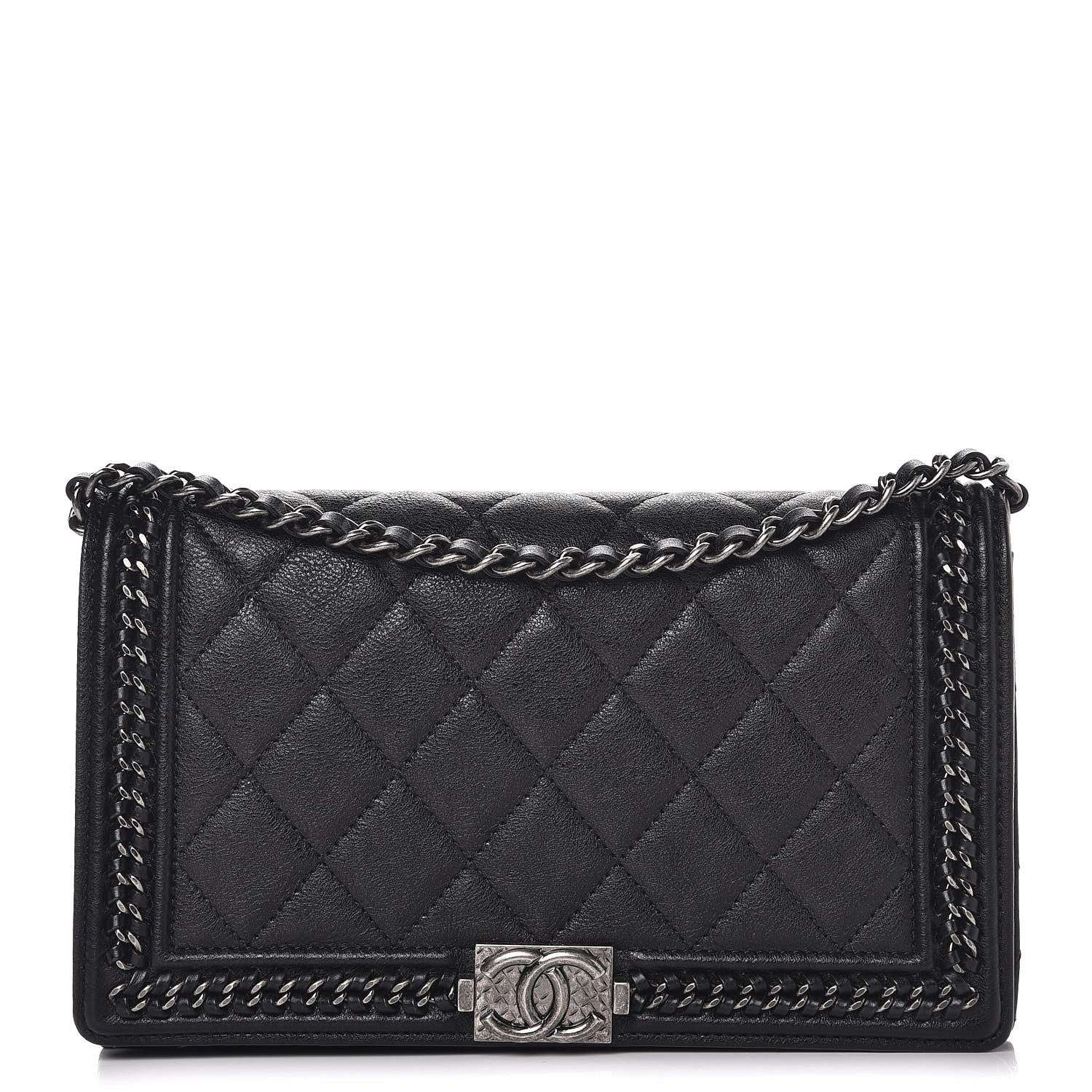 Chanel Calfskin Quilted Chain Around Boy Wallet On Removable Chain WOC Black 1 of 10