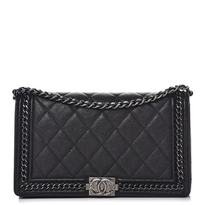 Chanel Calfskin Quilted Chain Around Boy Wallet On Removable Chain WOC Black 1 of 10