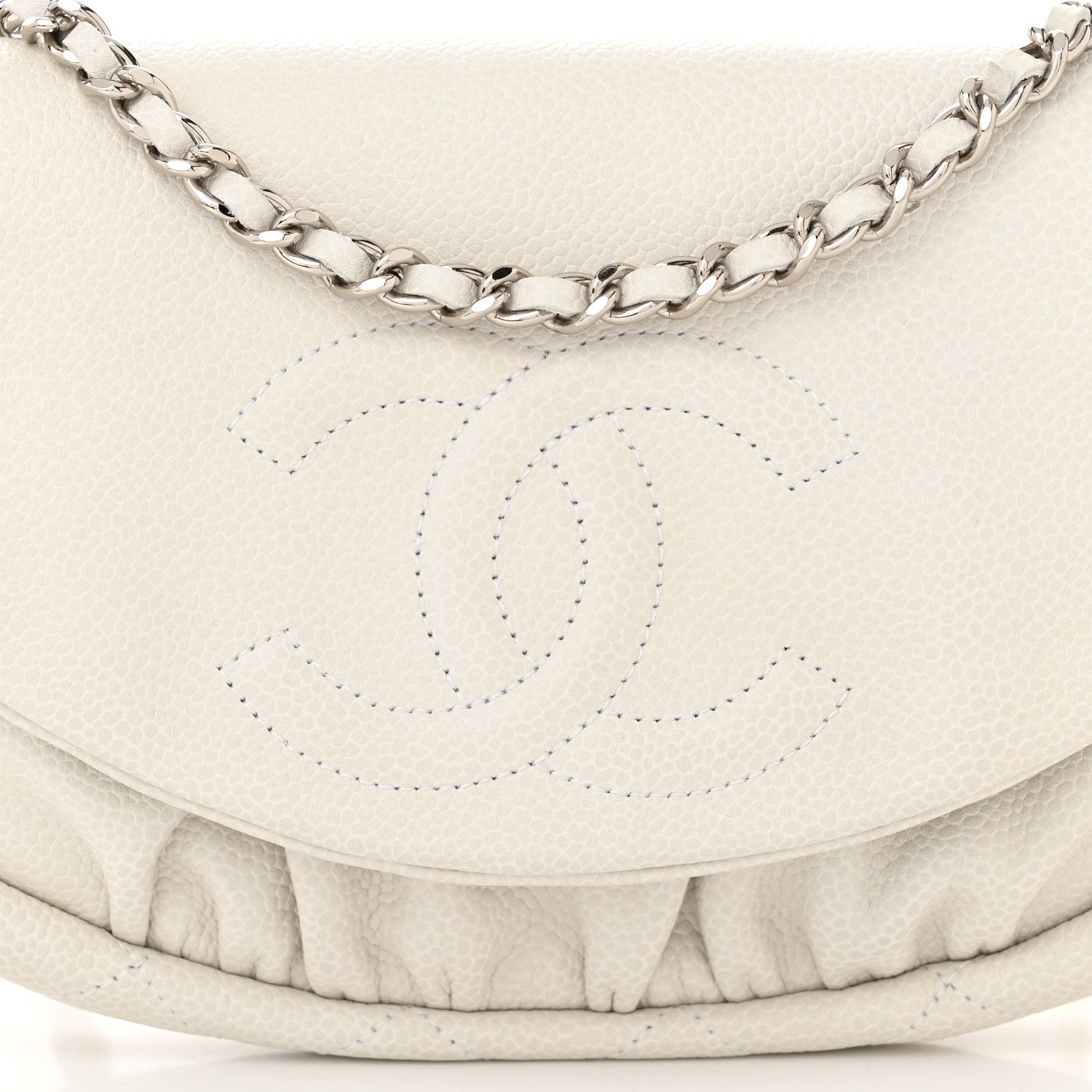 Chanel Caviar Half Moon Wallet On Chain WOC White 9 of 12