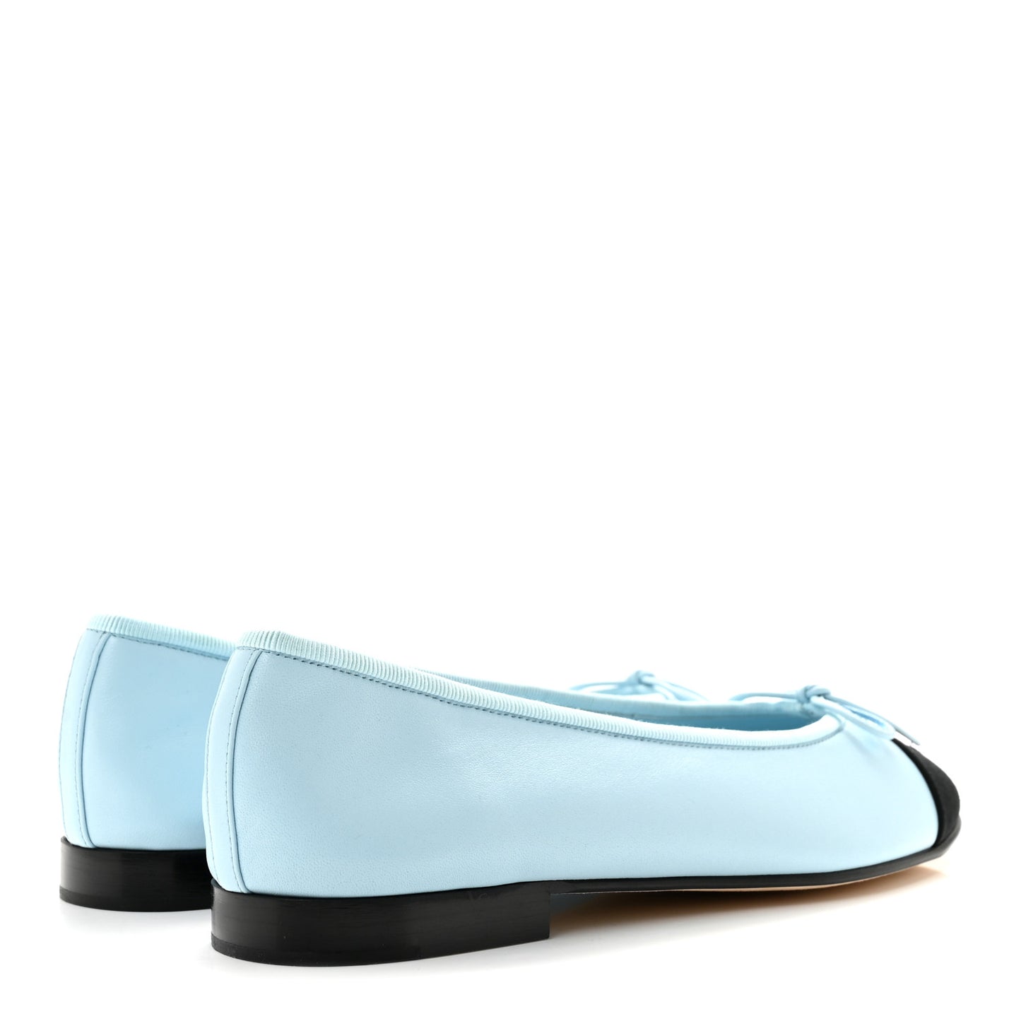 Lambskin Cap Toe CC Ballerina Flats 37.5 Light Blue Black