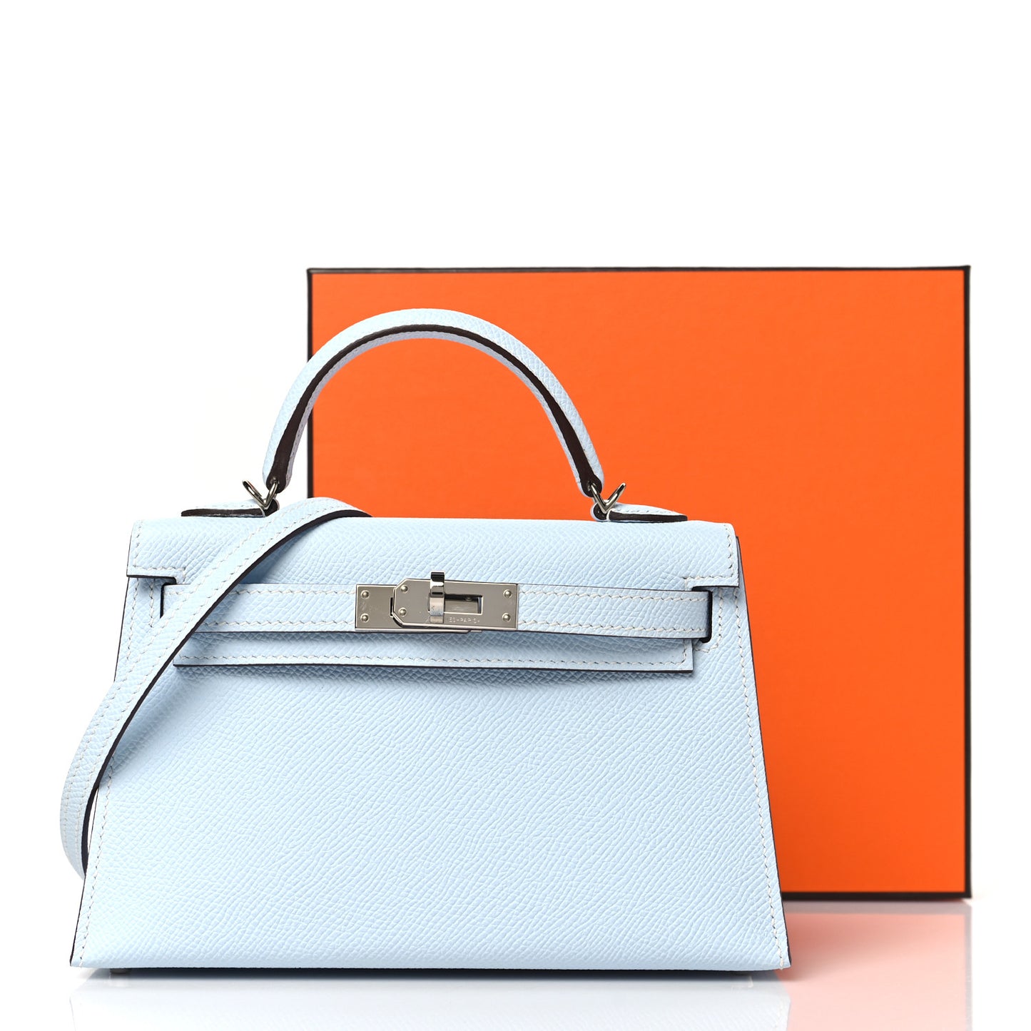 Epsom Mini Kelly Sellier 20 Bleu Brume