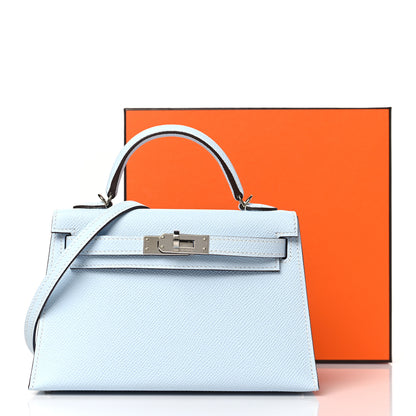 Hermes Epsom Mini Kelly Sellier 20 Bleu Brume 10 of 10