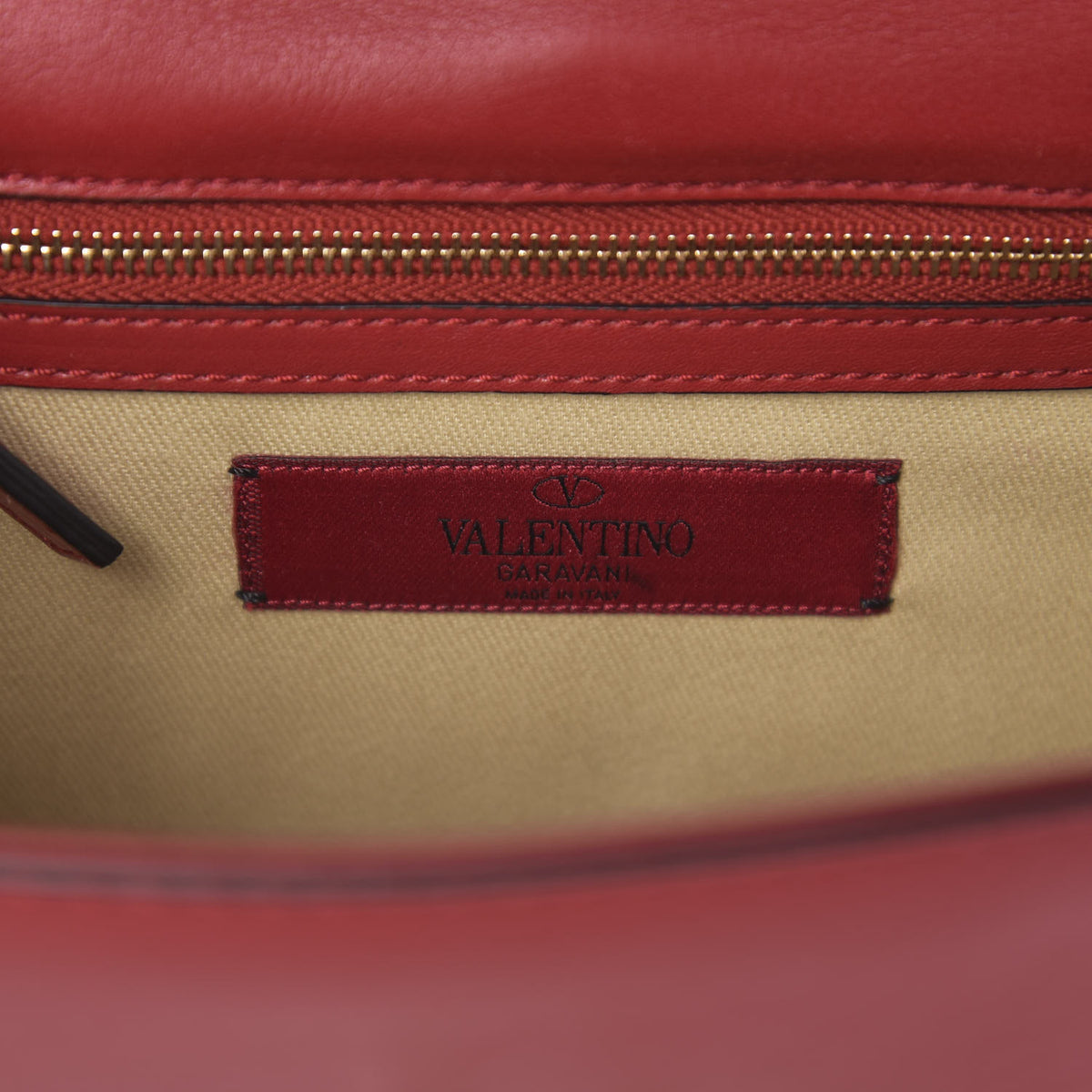 Vitello Small Glam Lock Rockstud Flap Red