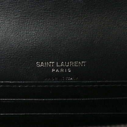 Saint Laurent Calfskin Crocodile Embossed Monogram Kate Belt Bag Black 6 of 9