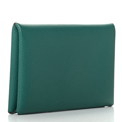 Hermes Evercolor Calvi Verso Card Case Malachite Bleu Atoll 3 of 7
