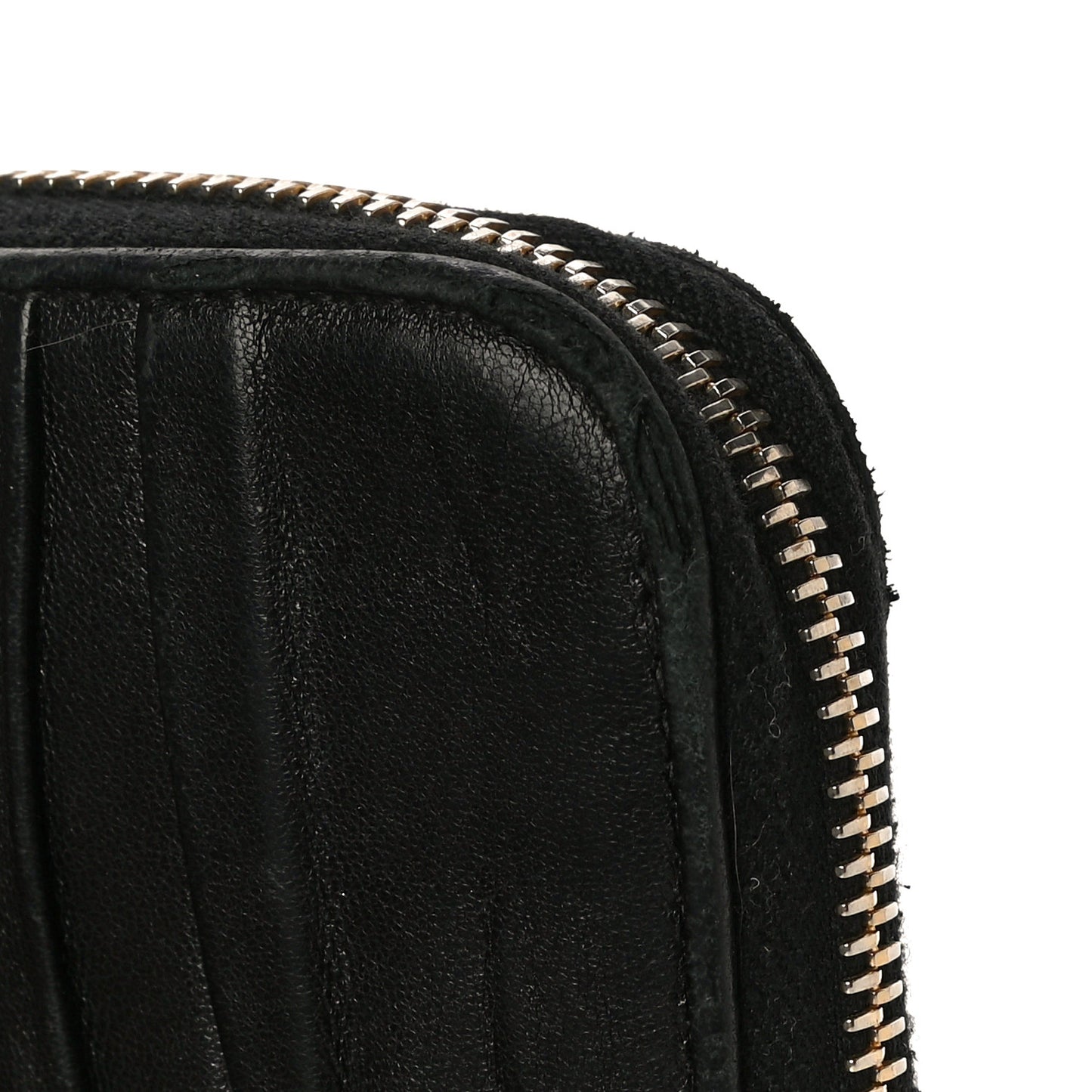 Nappa Gaufre Zip Around Wallet Black