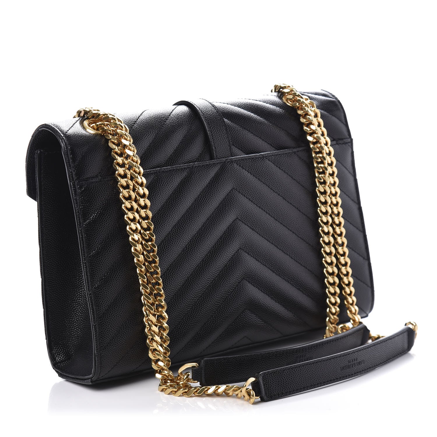 Saint Laurent Grain De Poudre Matelasse Chevron Medium Monogram Satchel Black 3 of 9